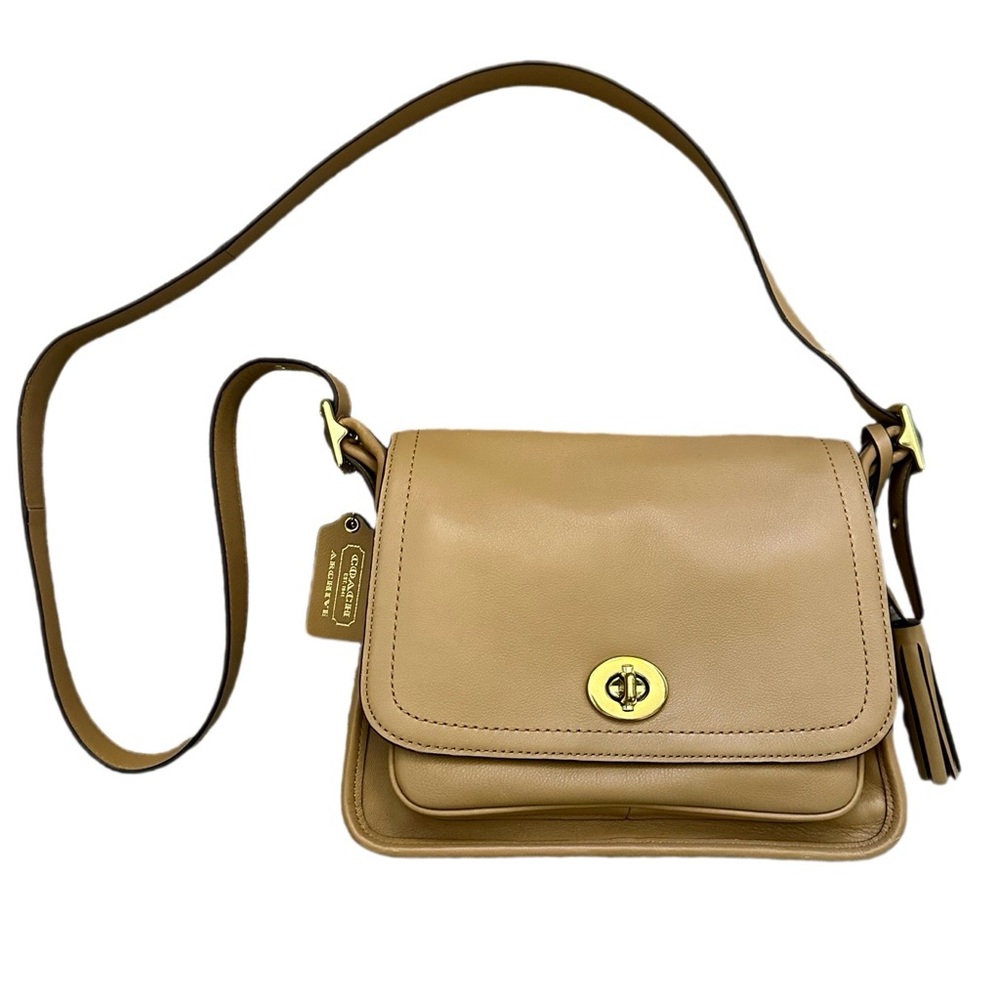Coach Tan Leather Legacy Archive Rambler Crossbody Bag Tassel Purse 21194